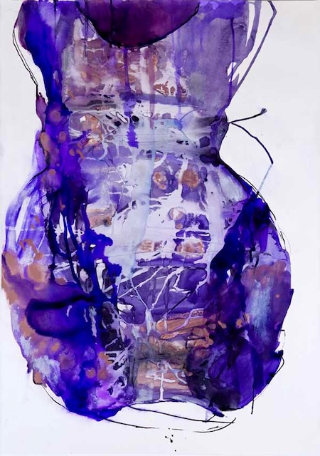 Echoes dress, Mischtechnik auf Papier, 100 x 70cm 2009