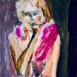 Mädchen mit Hermelin, Mischtechik auf Papier, 30 x 30 cm 2000.jpeg
